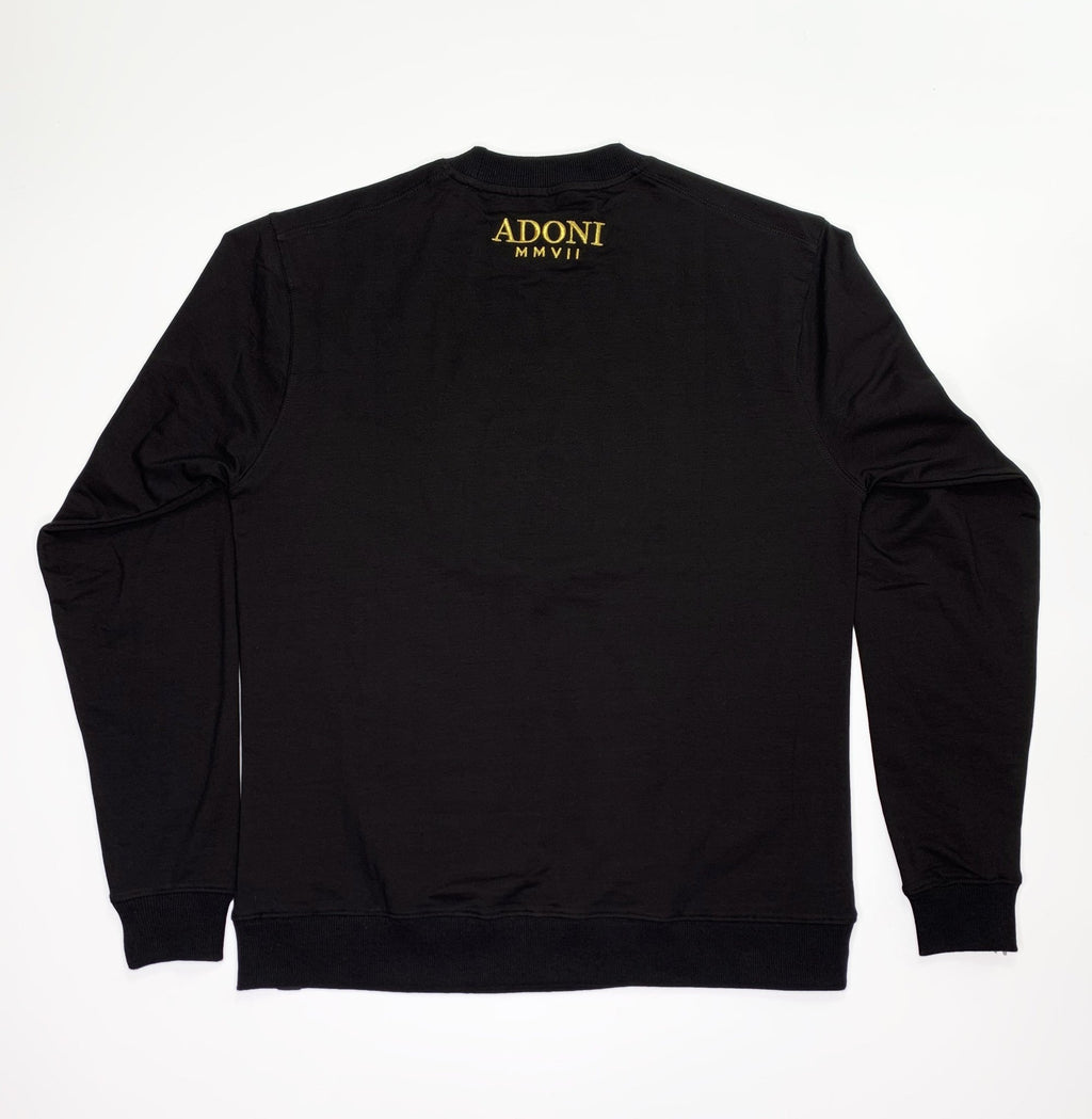 Black Embroidered Crew Neck Sweat Shirt - ADONI MMVII NEW YORK