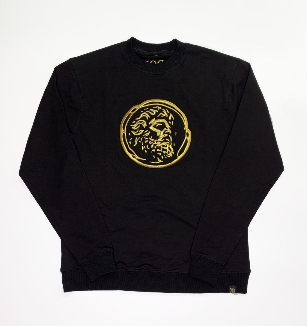 Black Embroidered Crew Neck Sweat Shirt - ADONI MMVII NEW YORK