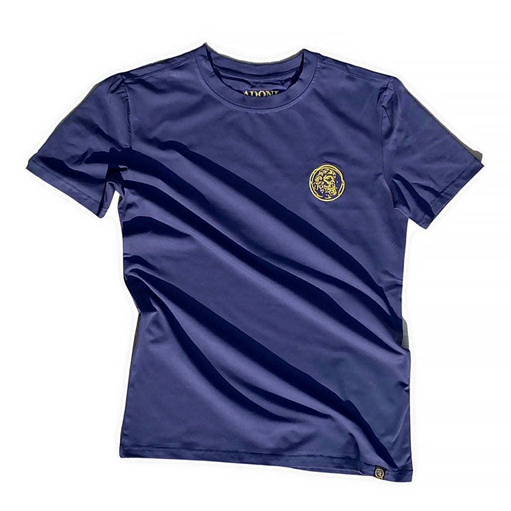 Embroidered Logo Blue Unisex Crew Neck T-Shirt. - ADONI MMVII NEW YORK