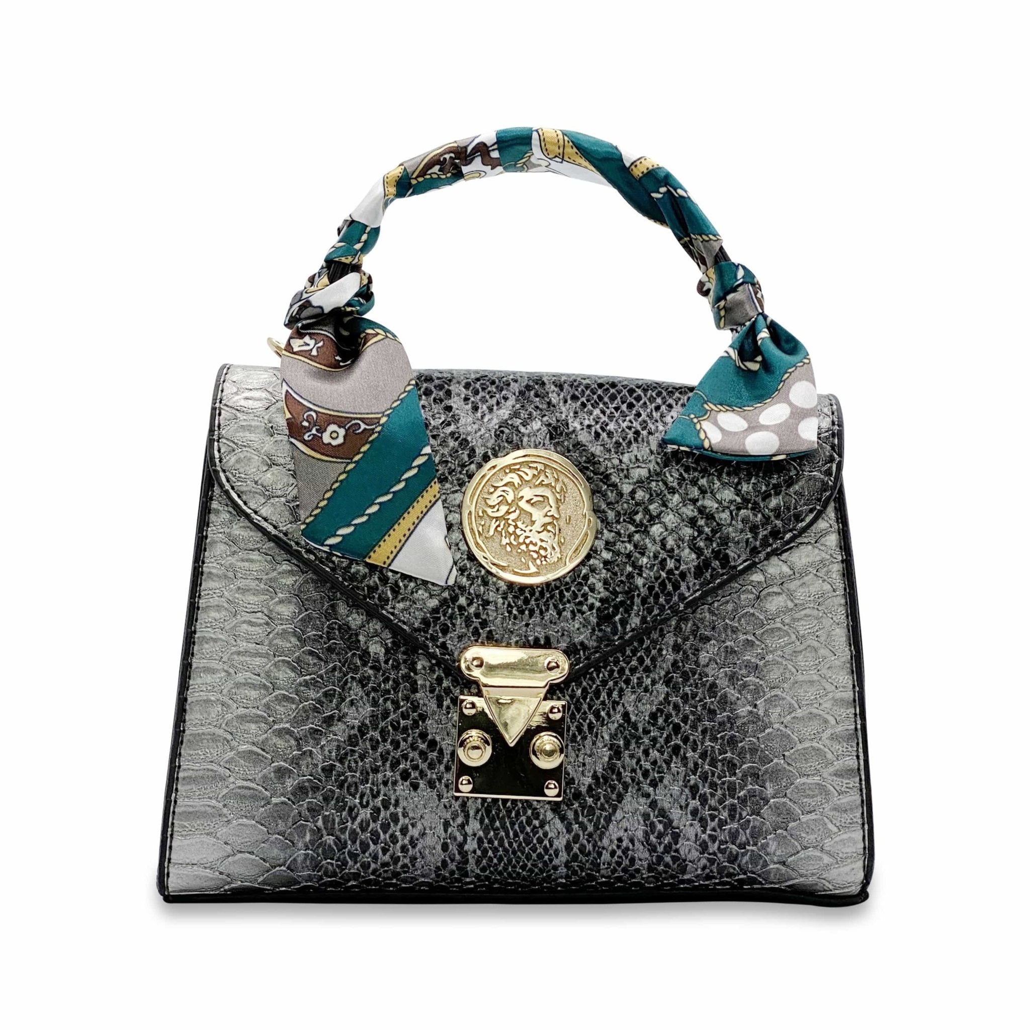 Adoni MMVII New York Brand New Python Embossed Mercury Nano Handbag 