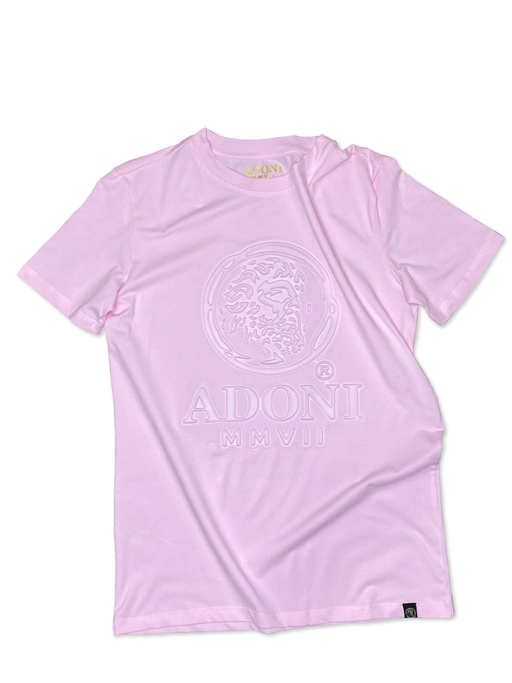 Embossed Pink Unisex Crew Neck T-Shirt - ADONI MMVII NEW YORK