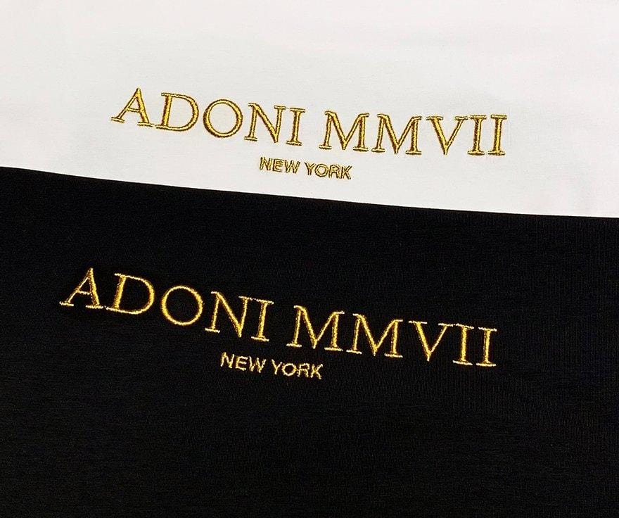 Embroidered Black Crew Neck T-Shirt - ADONI MMVII NEW YORK