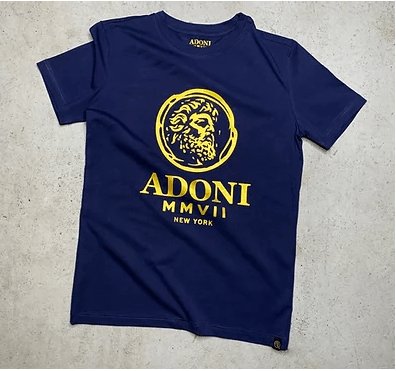 Unisex Royal Blue/Gold Fitted Crew Neck T-Shirt - ADONI MMVII NEW YORK