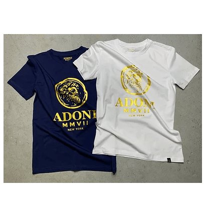 Unisex White/Gold Fitted Crew Neck T-Shirt - ADONI MMVII NEW YORK