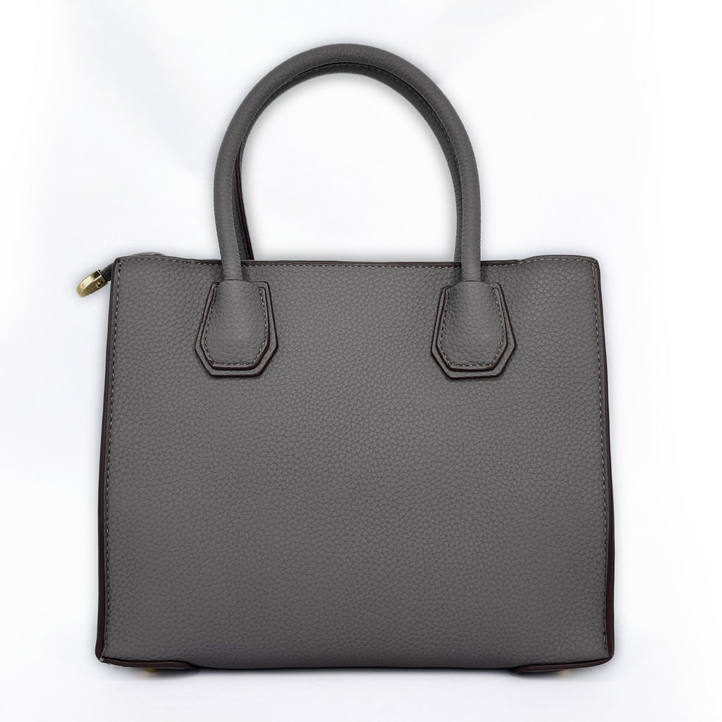 Vania Grey Pebbled Leather Handbag - ADONI MMVII NEW YORK